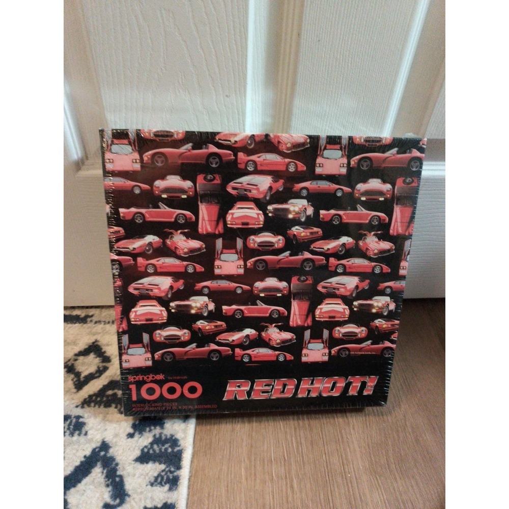 New Hallmark 1000Pcs Interlocking Jigsaw Puzzle Red Hot Cars Springbok Sealed